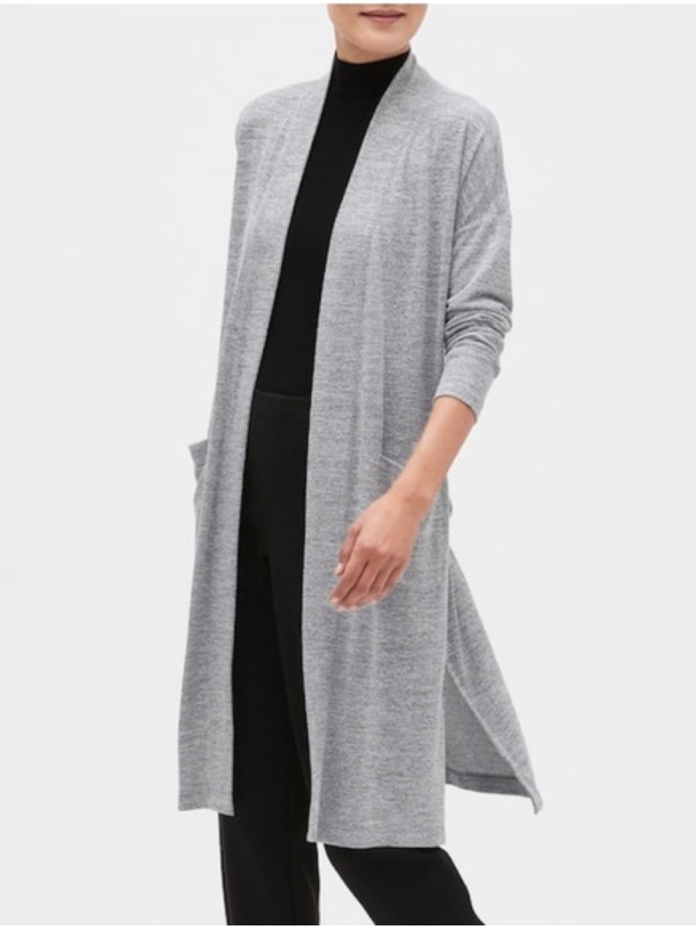 Banana Republic Luxespun Tie Duster Cardigan Sweater in Heather Gray XSP EUC